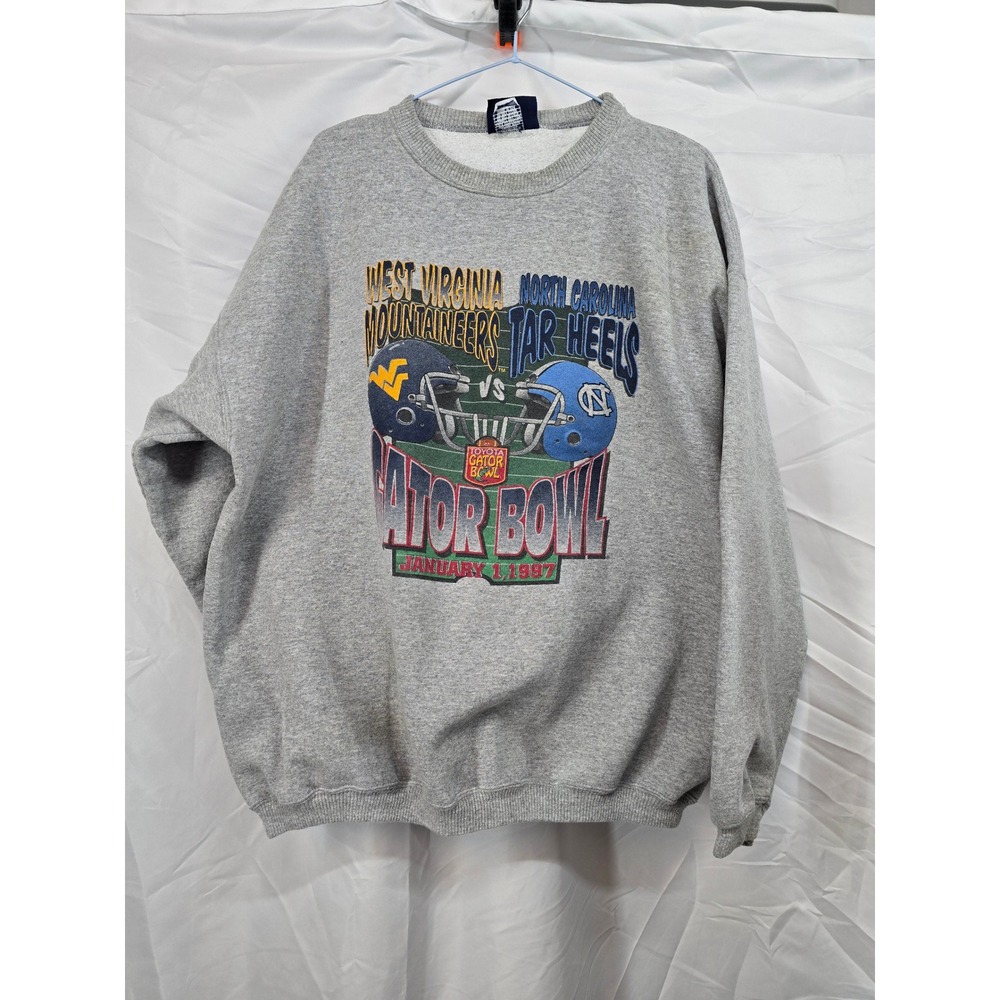 Vintage 1997 Gator Bowl Sweatshirt West‎ Virginia vs North Carolina Gray XL